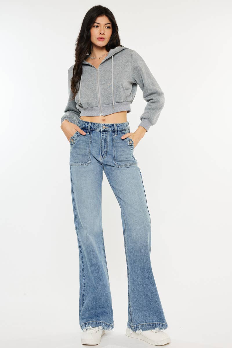 High Rise Wide Flare Jeans - Medium Wash, photo 2 of 9