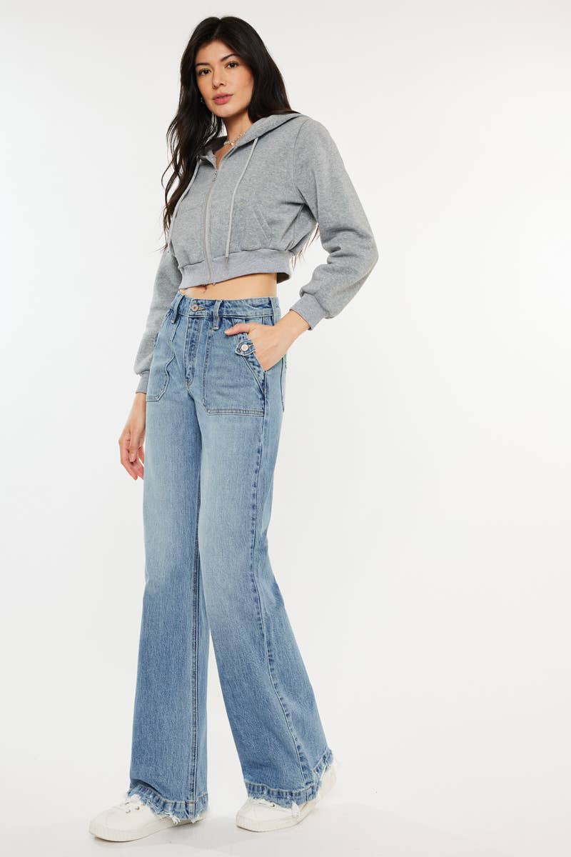 High Rise Wide Flare Jeans - Medium Wash, photo 5 of 9
