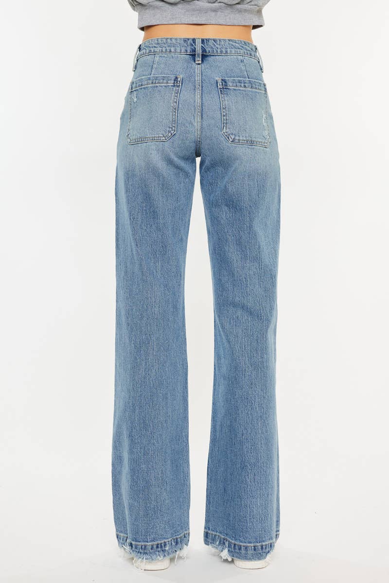 High Rise Wide Flare Jeans - Medium Wash, photo 6 of 9