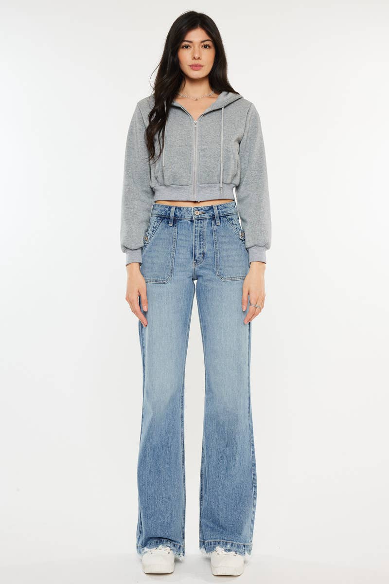 High Rise Wide Flare Jeans - Medium Wash, photo 8 of 9