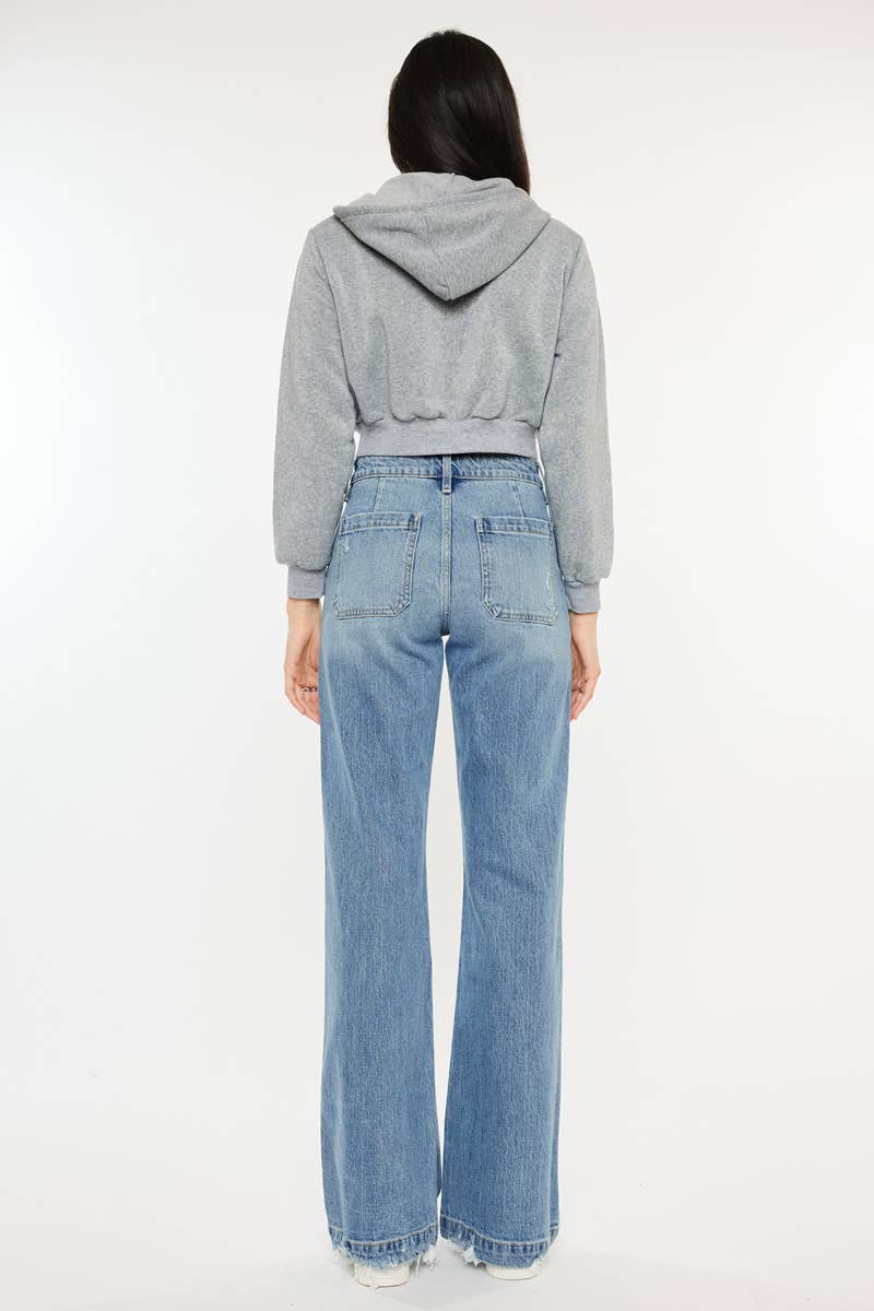 High Rise Wide Flare Jeans - Medium Wash, photo 9 of 9