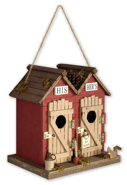 His & Hers Outhouse Decorative Birdhouse - outdoor and garden decor