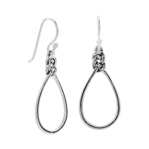Oxidized Celtic Knot Pear Drop Earrings - Sterling Silver
