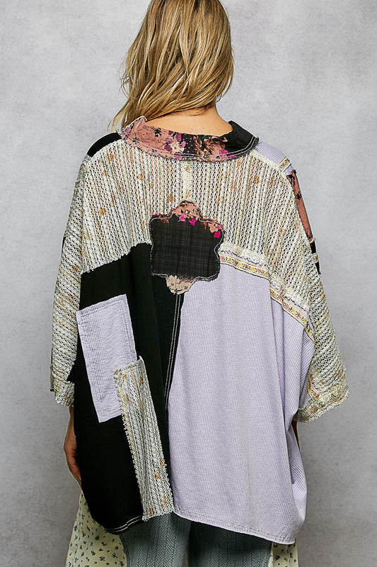 Back view of the patchwork textured shirt