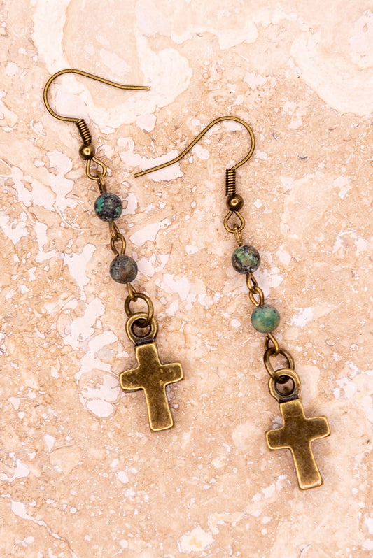 Phoebe Beaded Fishhook Earrings - African Turquoise