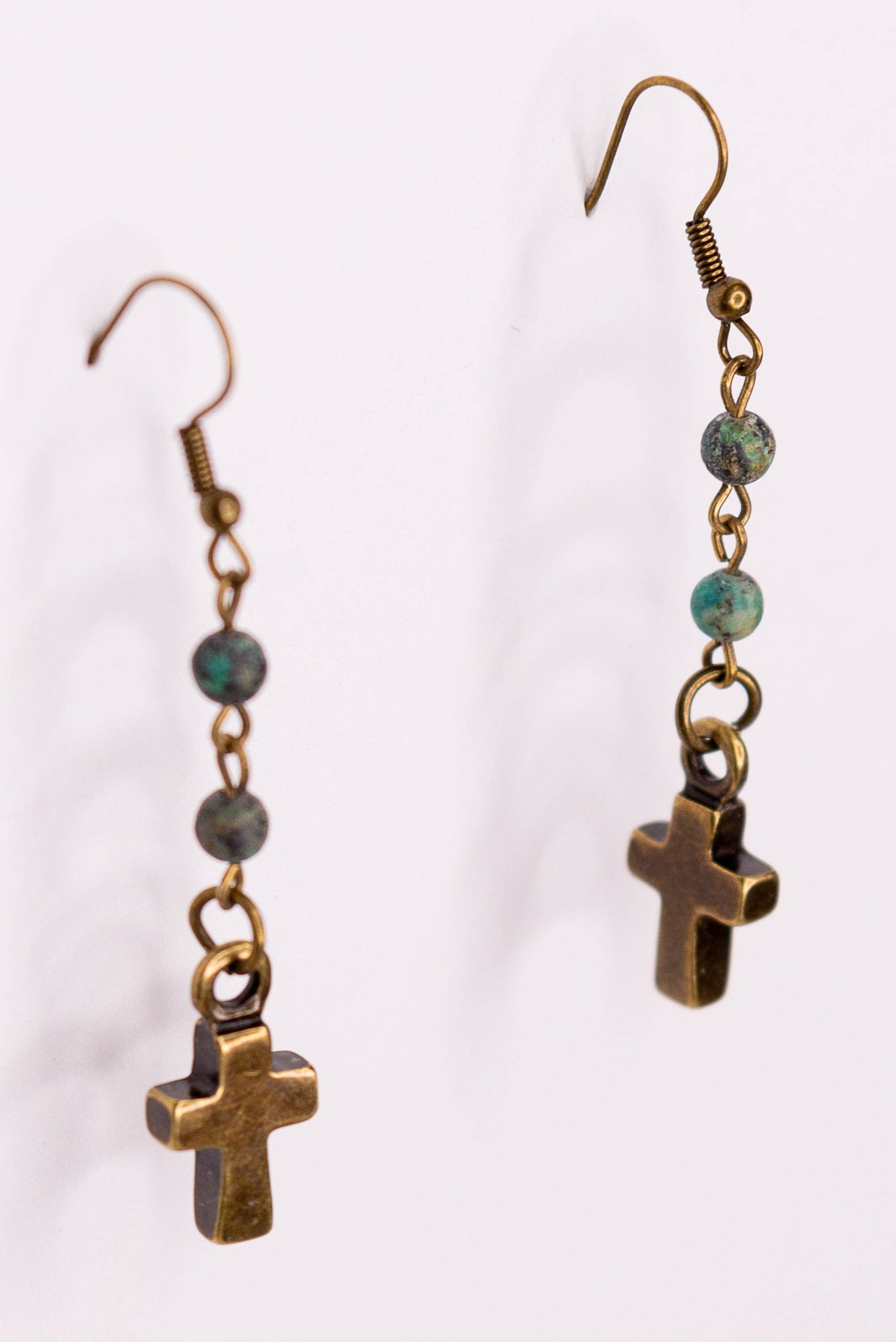 Phoebe Beaded Fishhook Earrings - African Turquoise, photo 2 of 3
