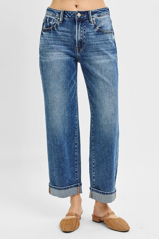 Mid Rise Boyfriend Cuffed Ankle Jeans - Plus Size, photo 2 of 3