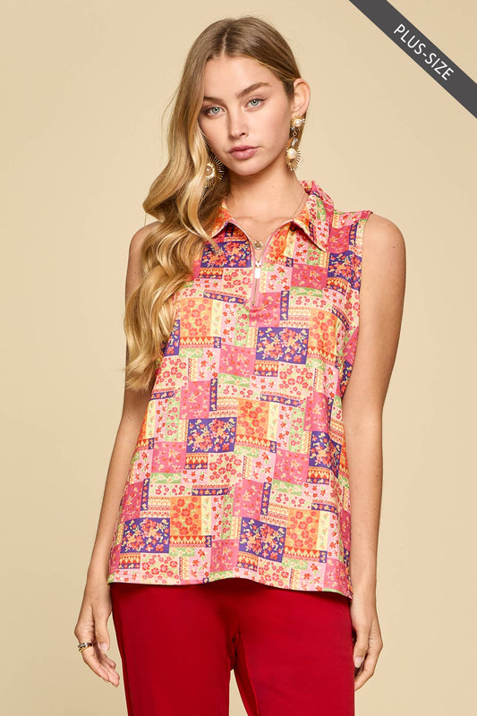Sun-Cool CourtSide Front-Zip Sleeveless Top - Plus Size, photo 2 of 3