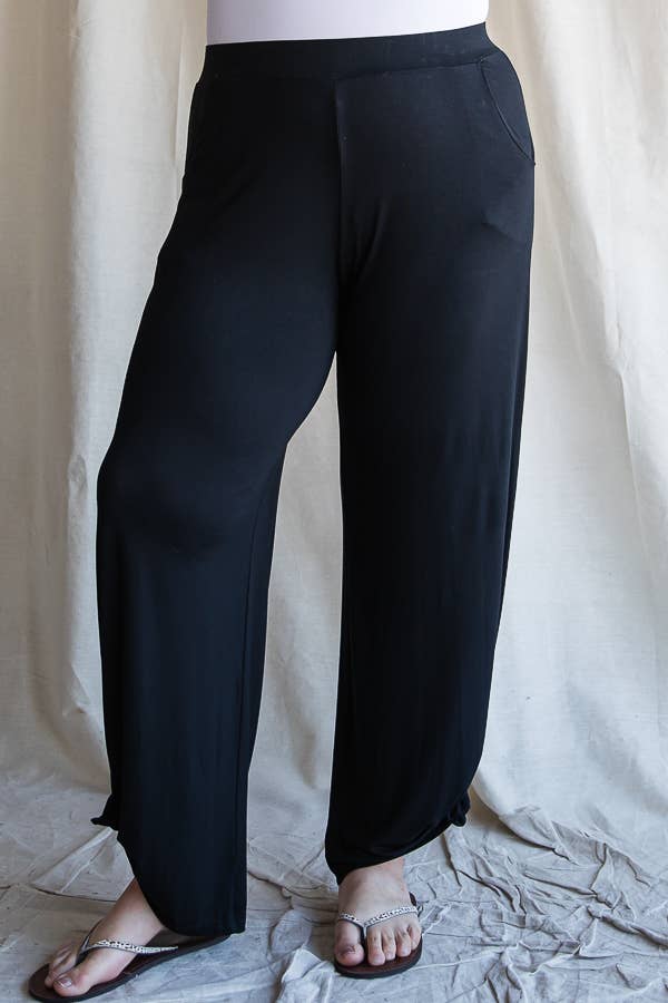 Side Slit Ankle Tie Pants - Black (Plus Size), 95% rayon, 5% spandex, photo 4 of 4