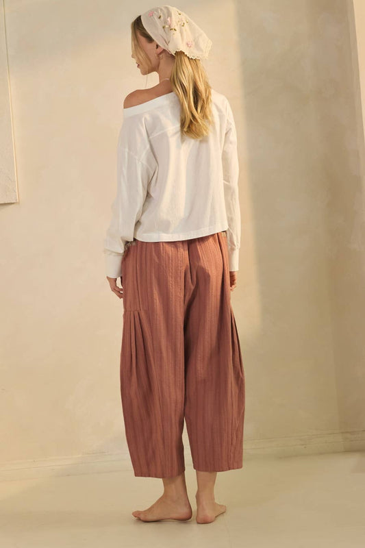 Textured Cropped Utility Pants - Rust (Plus Size), photo 2 of 3