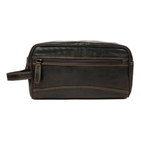 Montana Full-Grain Leather Toiletry Bag - Brown