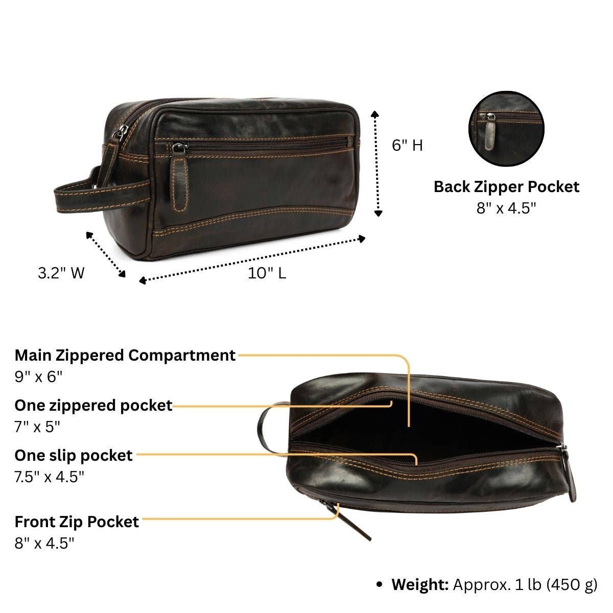 Montana Full-Grain Leather Toiletry Bag - Brown, photo 3 of 9