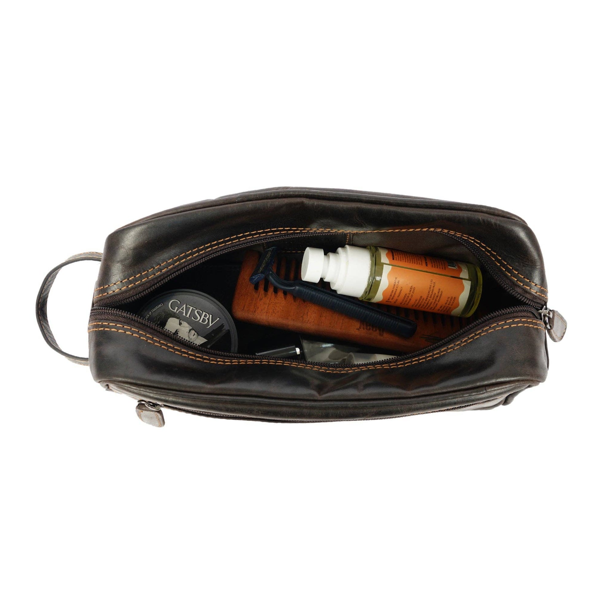 Montana Full-Grain Leather Toiletry Bag - Brown, photo 4 of 9