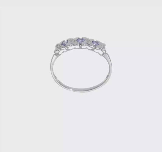 Tanzanite & Diamond Sterling Silver Ring – Size 8