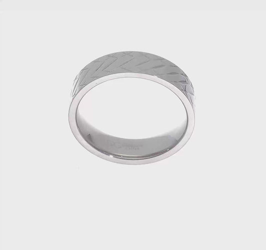 Stainless Steel Criss-Cross Textured Band – 6mm (Size 13)
