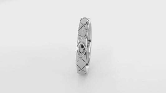 Titanium Criss-Cross Grooved Ring – 4mm (Size 11)