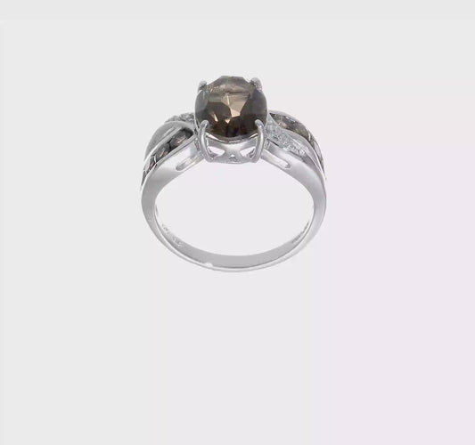 Diamond & Gemstone Sterling Silver Ring – Size 8