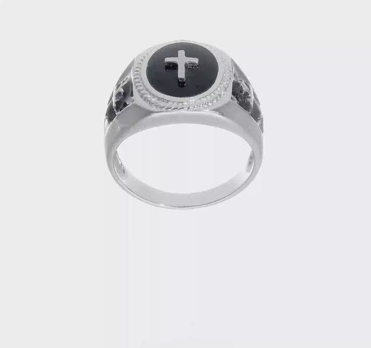 Sterling Silver Black Agate Ring – Size 11