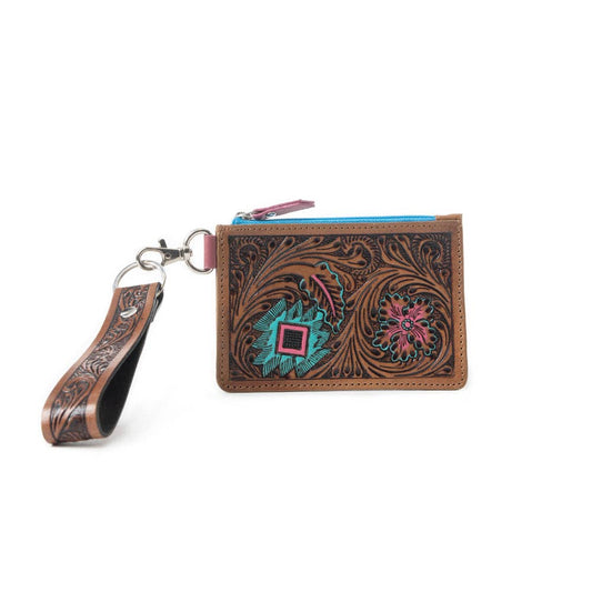 Pride of Prickly Pears Western Card Holder - Brown, genuine leather