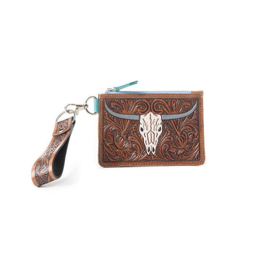 Pride of Prickly Pears Western Card Holder - Dark Brown, genuine leather