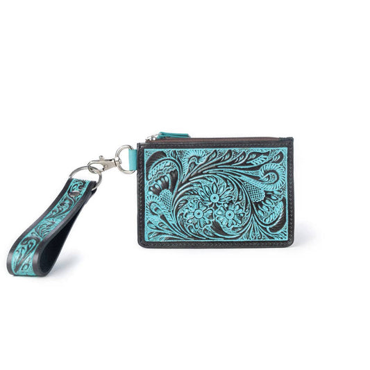 Pride of Prickly Pears Western Card Holder - Turquoise, genuine leather