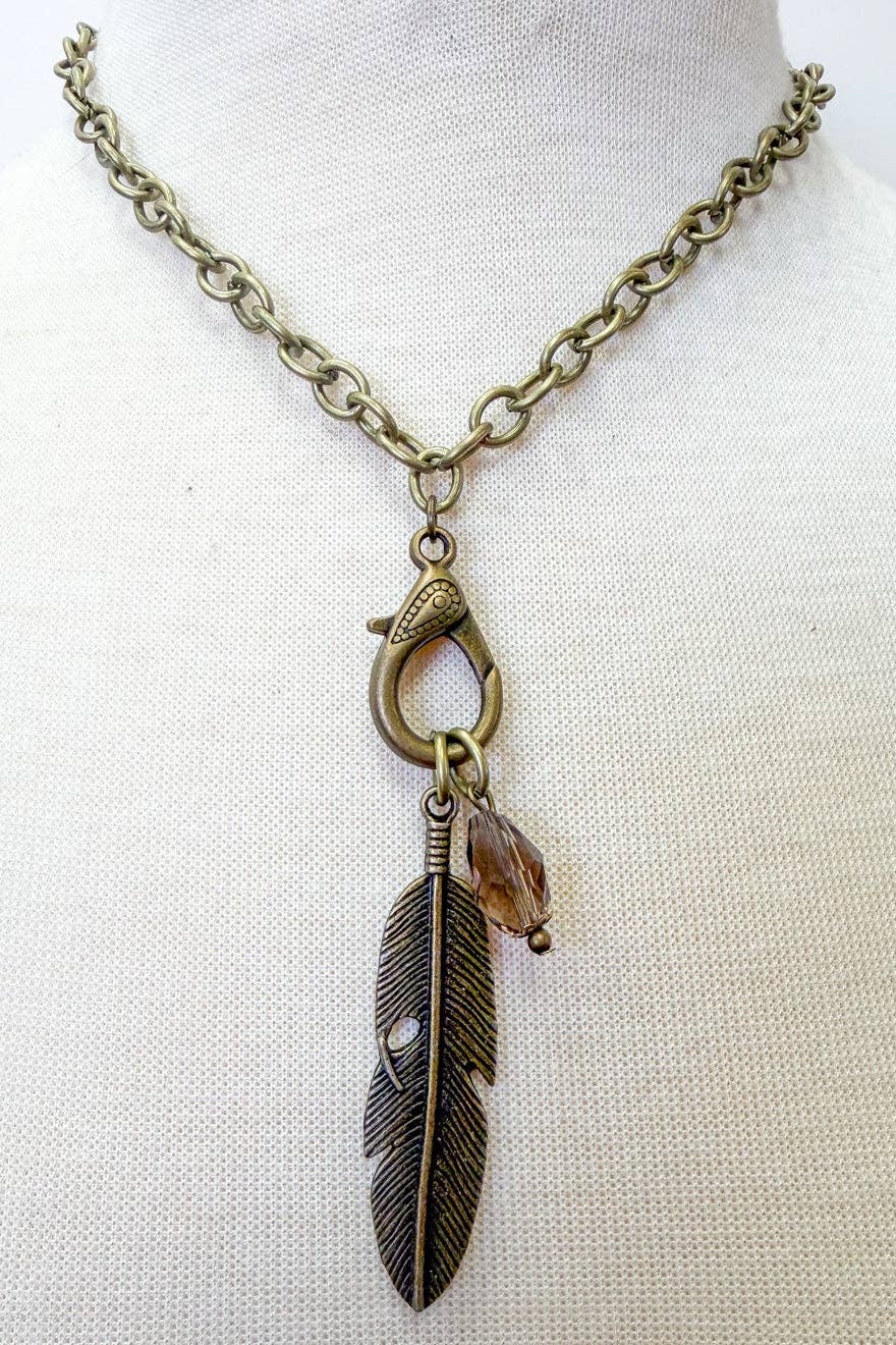 Reva Bronze Leaf Charm Necklace