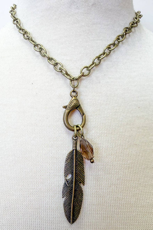 Reva Bronze Leaf Charm Necklace