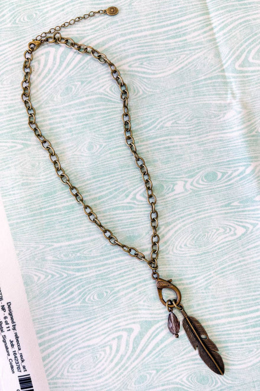 Reva Bronze Leaf Charm Necklace, photo 2 of 4