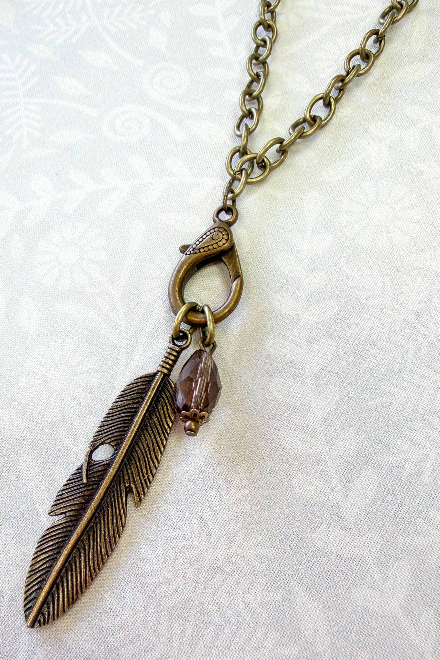 Reva Bronze Leaf Charm Necklace, photo 3 of 4