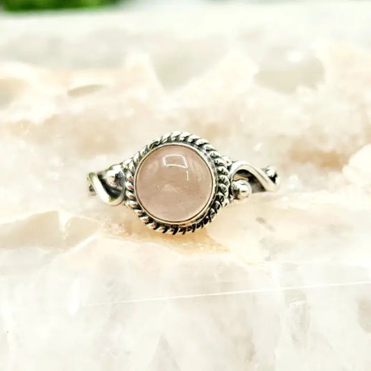 Rose Quartz Swirl Sterling Silver Ring - Size 6, photo 1 of 3