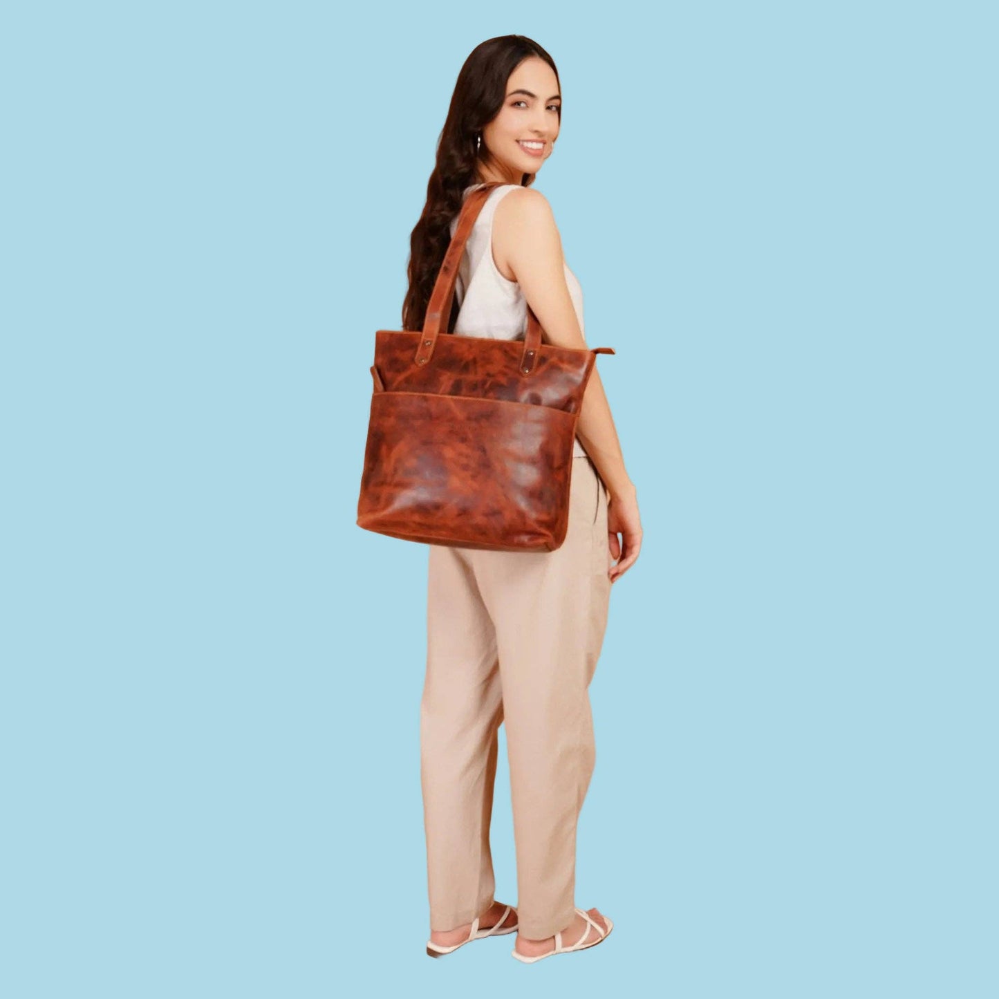 Rowan Full-Grain Leather Tote Bag - Chestnut, photo 1 of 16