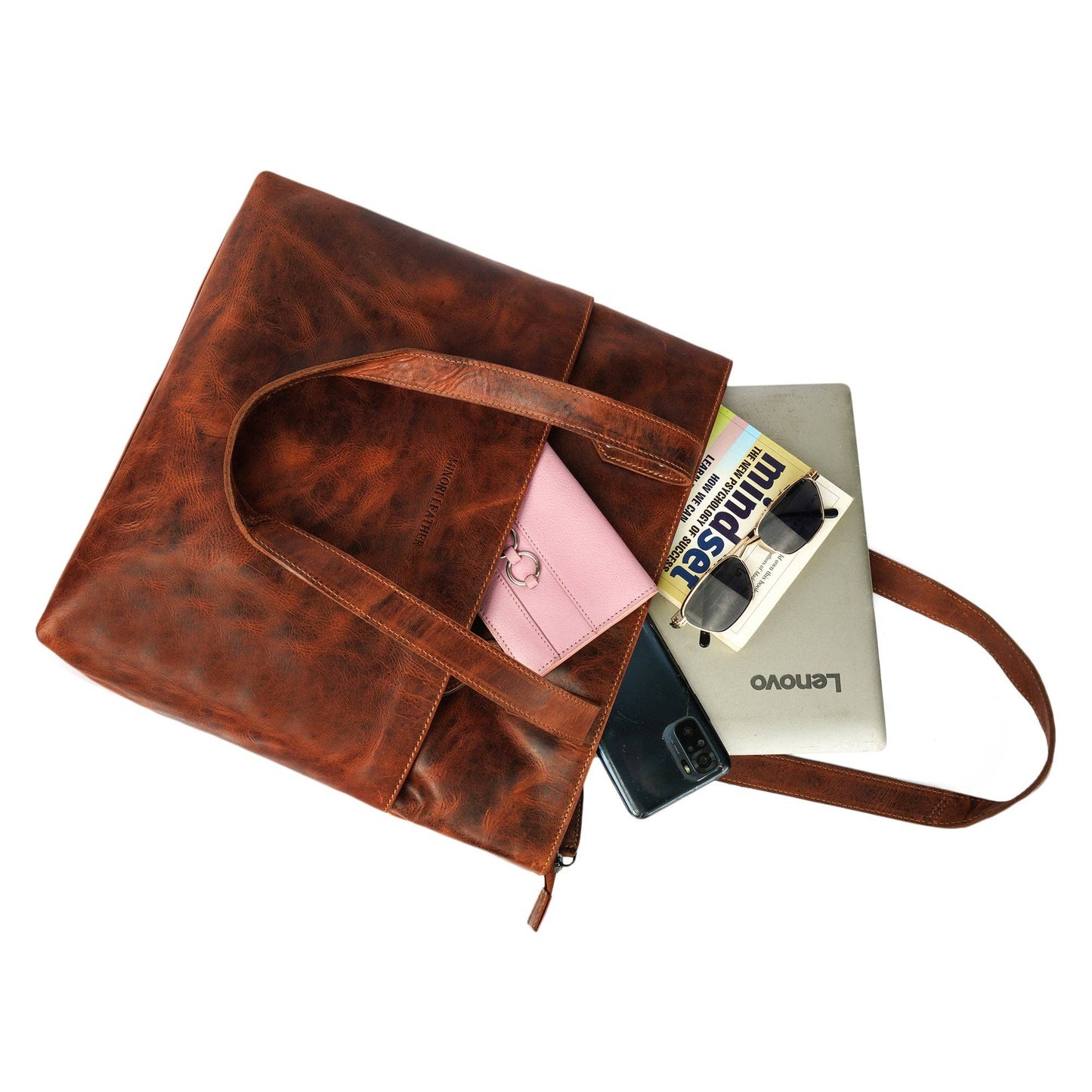 Rowan Full-Grain Leather Tote Bag - Chestnut, photo 13 of 16