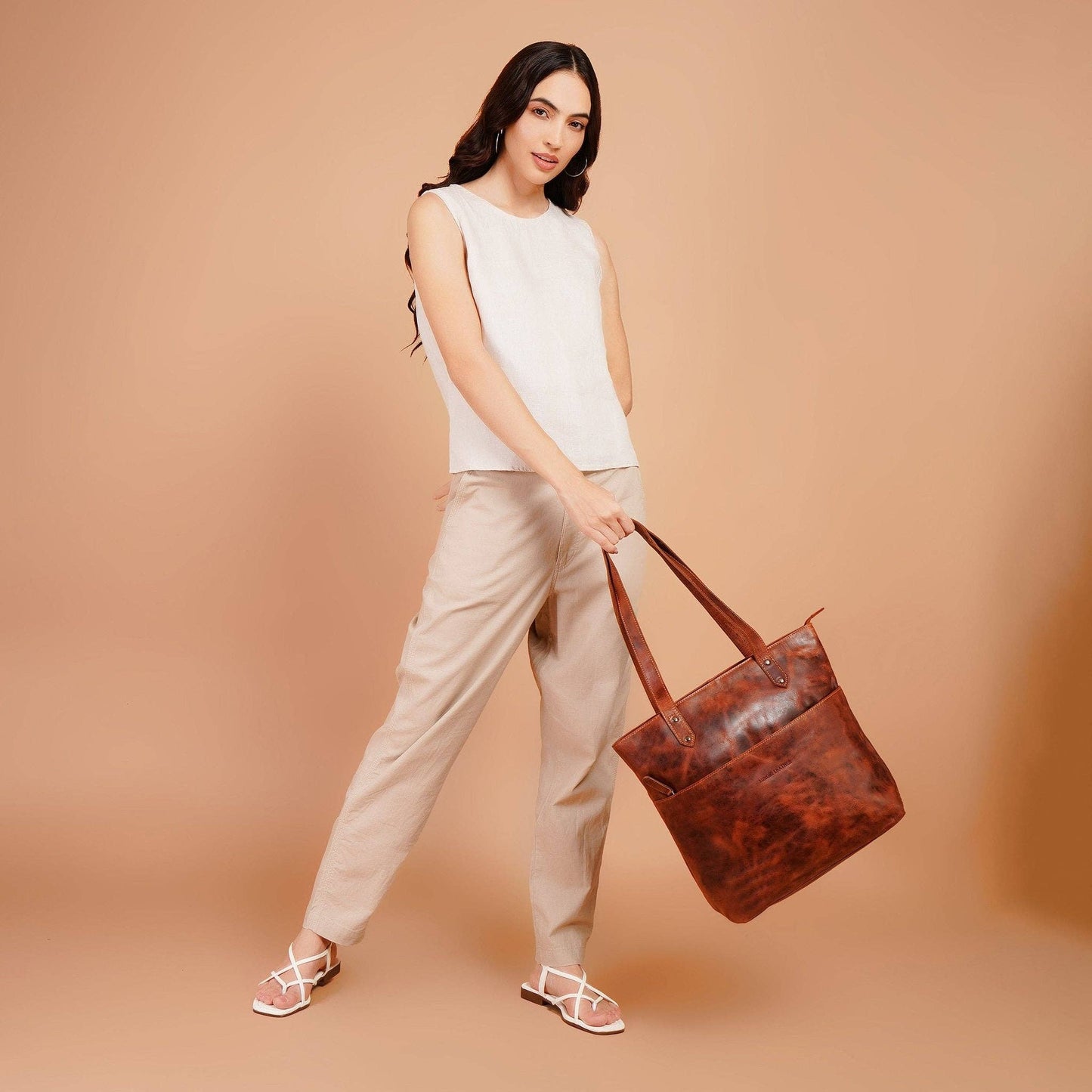 Rowan Full-Grain Leather Tote Bag - Chestnut, photo 4 of 16