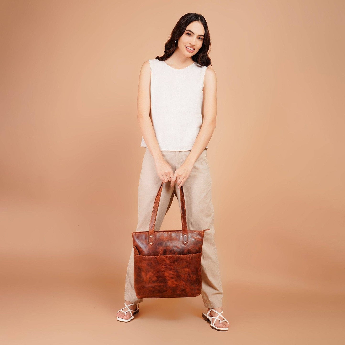 Rowan Full-Grain Leather Tote Bag - Chestnut, photo 5 of 16
