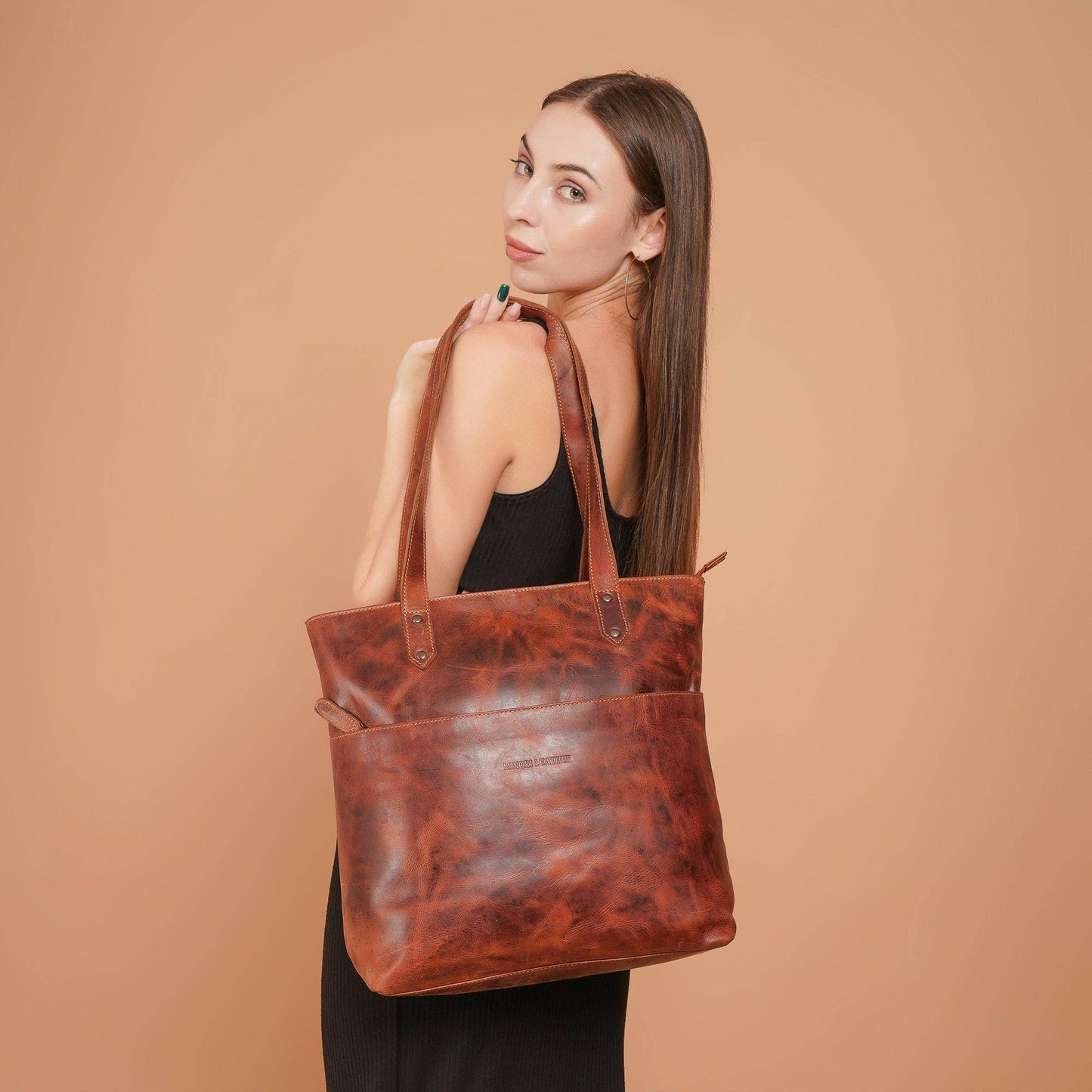 Rowan Full-Grain Leather Tote Bag - Chestnut, photo 7 of 16