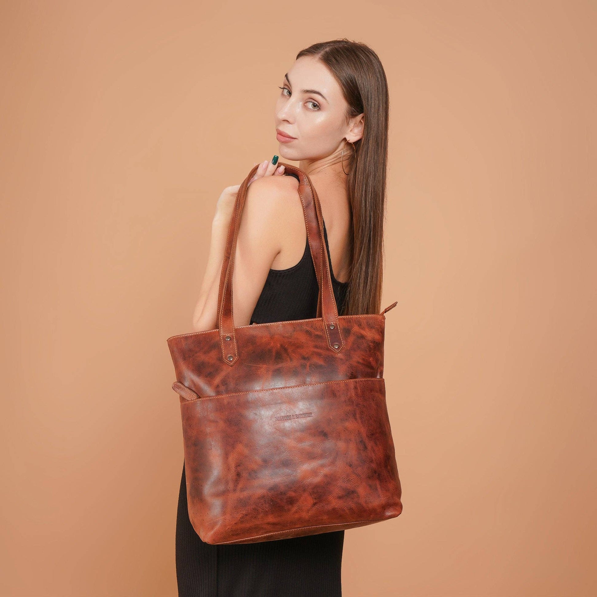Rowan Full-Grain Leather Tote Bag - Chestnut, photo 7 of 16