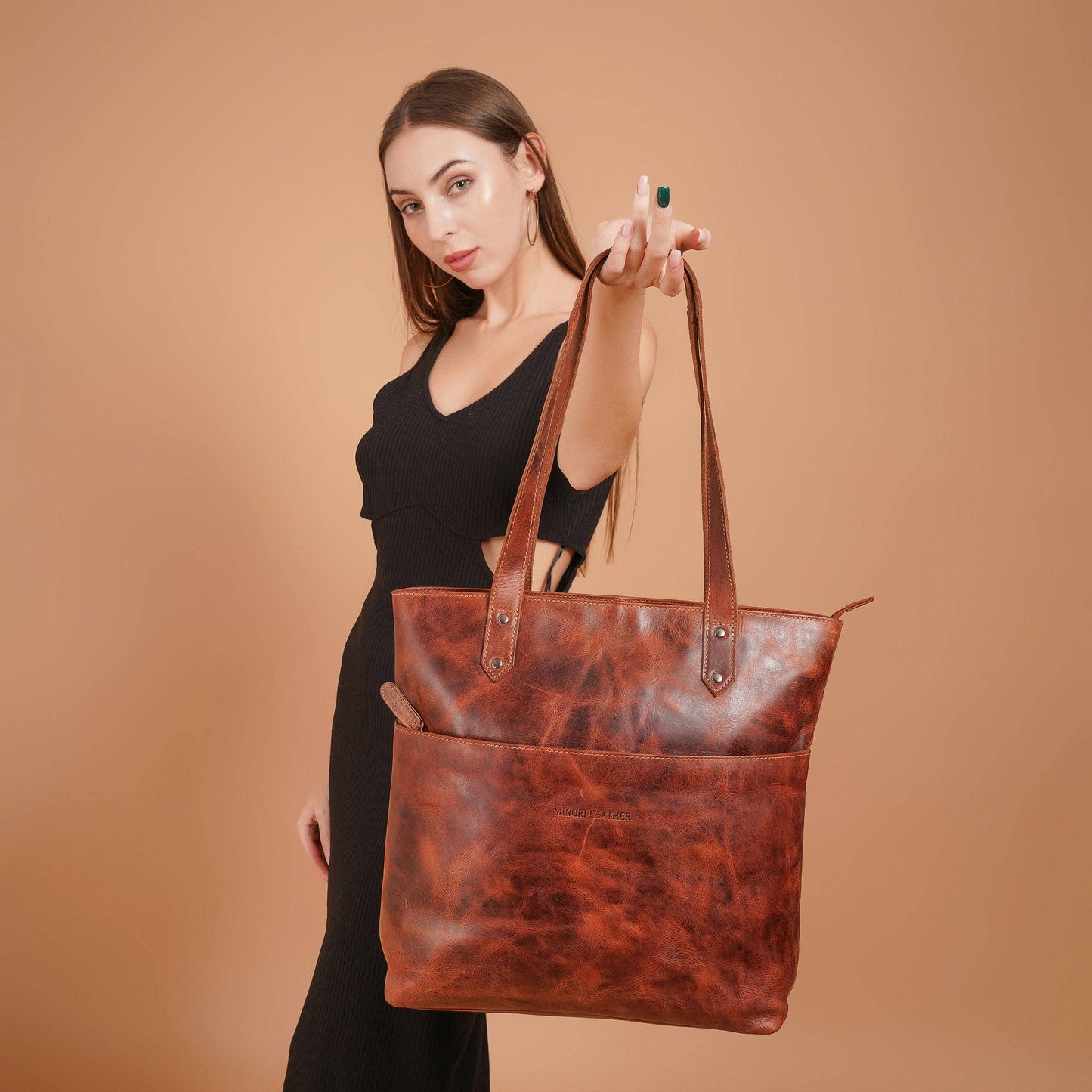 Rowan Full-Grain Leather Tote Bag - Chestnut, photo 8 of 16