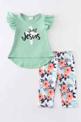Just Jesus 2 Piece Capri Set 7/8