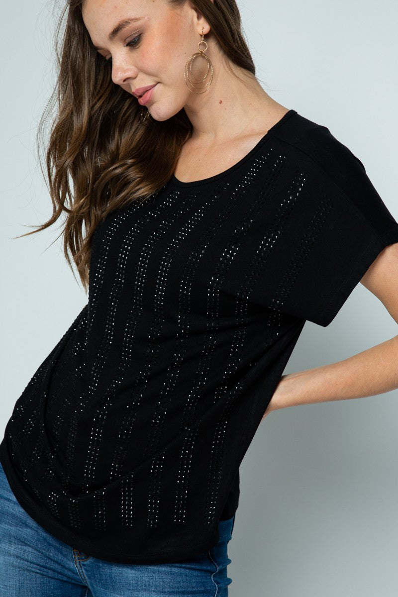 Short Sleeve Top with Rhinestone Detail, photo 1 of 3