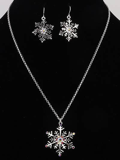 Rose AB snowflake set on a black neck form