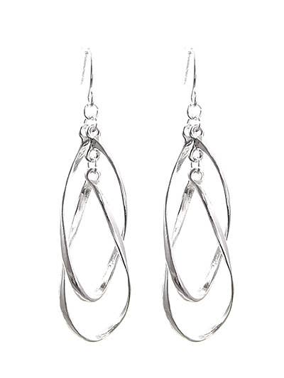 Silver two layer twisted wave dangle earrings