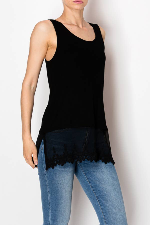 Soft Relaxed Tank with Floral Lace Hem, photo 2 of 4