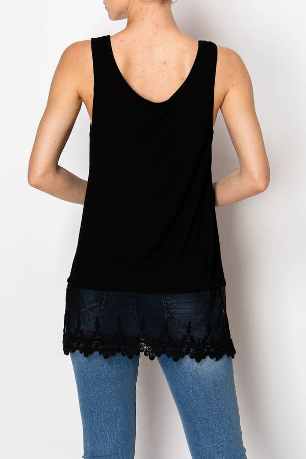 Soft Relaxed Tank with Floral Lace Hem, photo 3 of 4