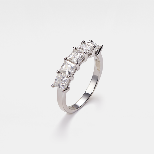 Square Moissanite Band Ring - Sterling Silver, Size 7, photo 2 of 5