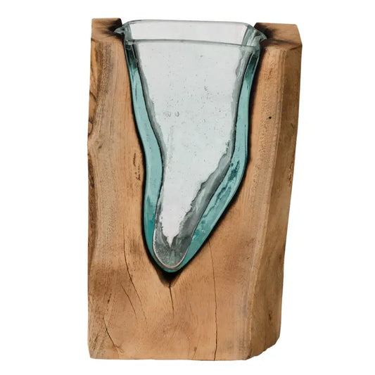 Square vase made from recycled glass