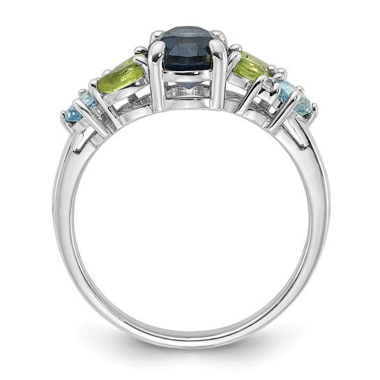 Sterling silver ring with blue topaz, white topaz, and peridot, size 7, photo 4 of 4