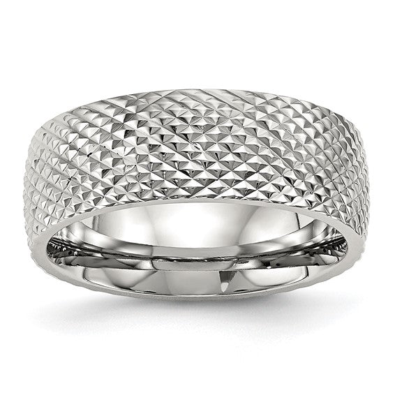 Stainless Steel Polished & Textured Band - 8mm (Size 12)
