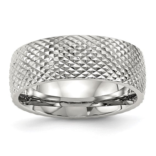 Stainless Steel Polished & Textured Band - 8mm (Size 12)