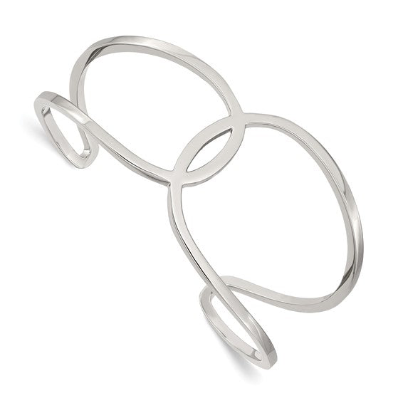 Polished stainless steel cuff bangle (view 2)