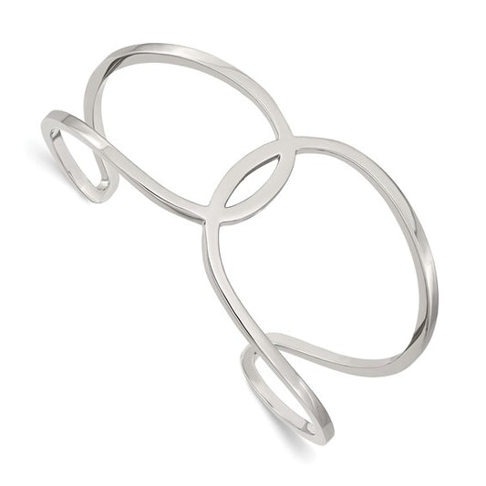 Polished stainless steel cuff bangle (view 2)